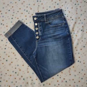 NWOT Maurices raw hem high rise skinny jeans size L short